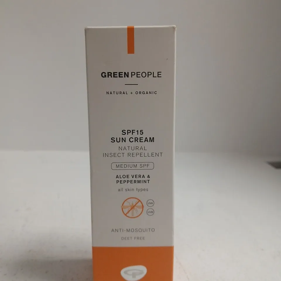 GREEN PEOPLE SPF15 SUN CREAM – NATURAL INSECT REPELLENT, ALOE VERA & PEPPERMINT - 100ML