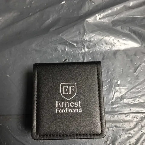 ERNEST FERDINAND ROSE GOLD TONE WRISTWATCH โ BLACK LEATHER STRAP (QUARTZ) โ BOXED