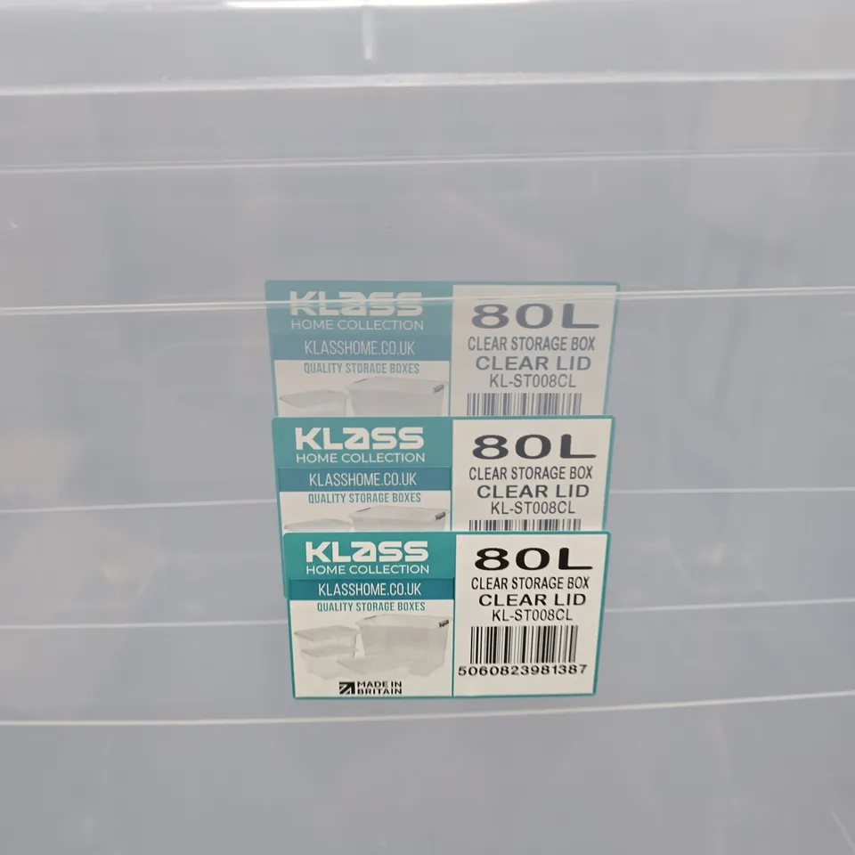 KLASS HOME COLLECTION 80L CLEAR STORAGE BOX WITH CLEAR LID – KL-ST008CL