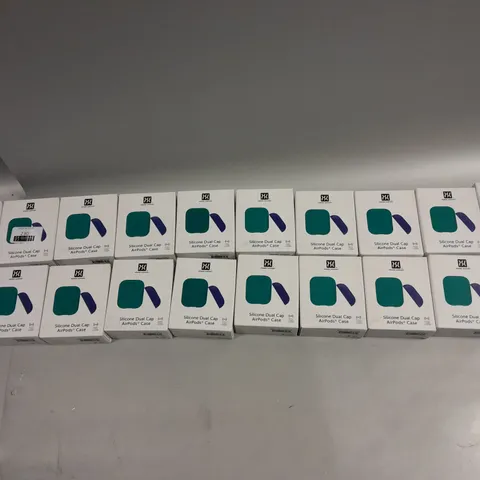 POWER SUPPORT SILICONE DUAL CAP AIRPODS CASE IN GREEN/PACIFIC BLUE X20