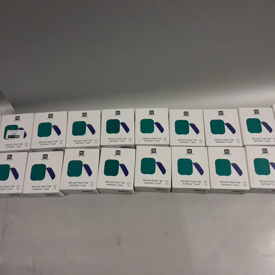 POWER SUPPORT SILICONE DUAL CAP AIRPODS CASE IN GREEN/PACIFIC BLUE X20