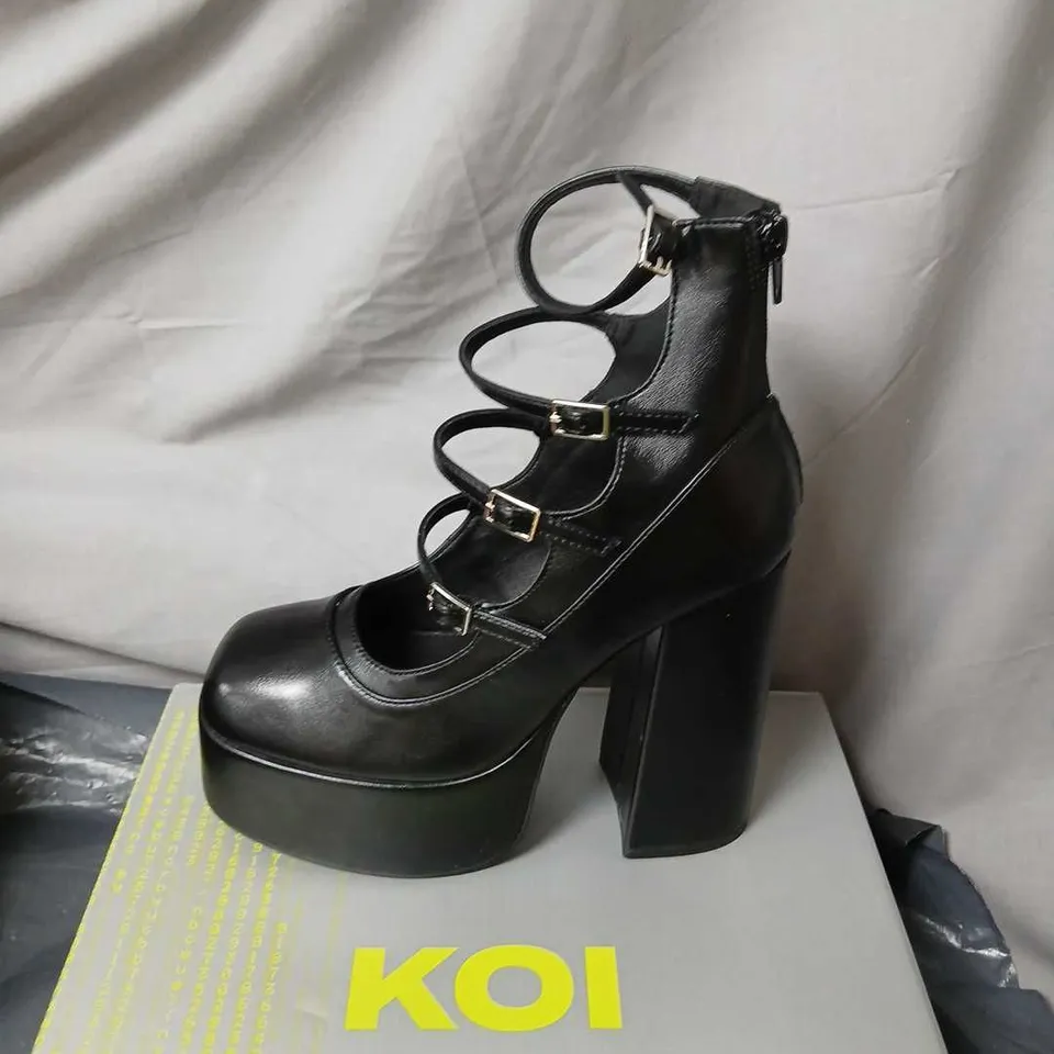 KOI GURREN STRAPPY PLATFORM HEELS – BLACK, UK5