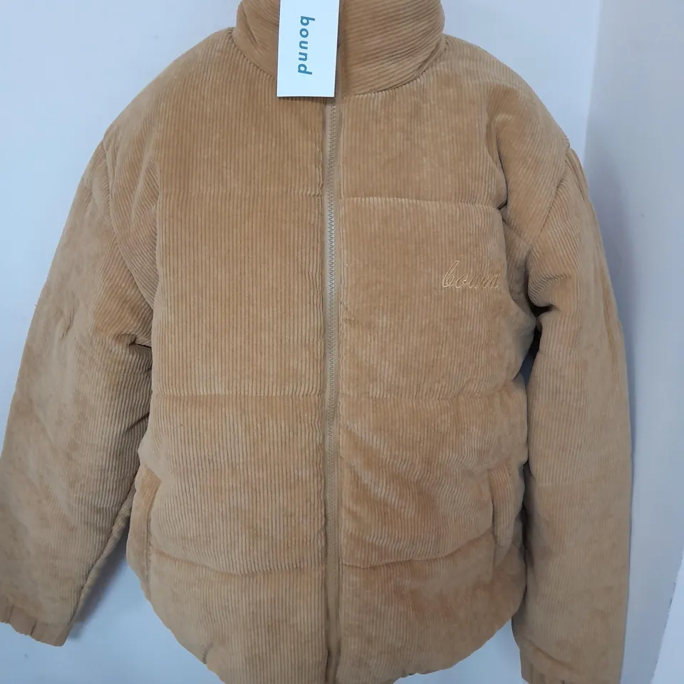 BOUND MUSTARD CORDUROY PUFFER COAT - L