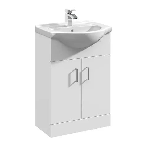 BOXED MALFORD 550mm FREE STANDING SINGLE BATHROOM VANITY WHITE (2 BOXES)
