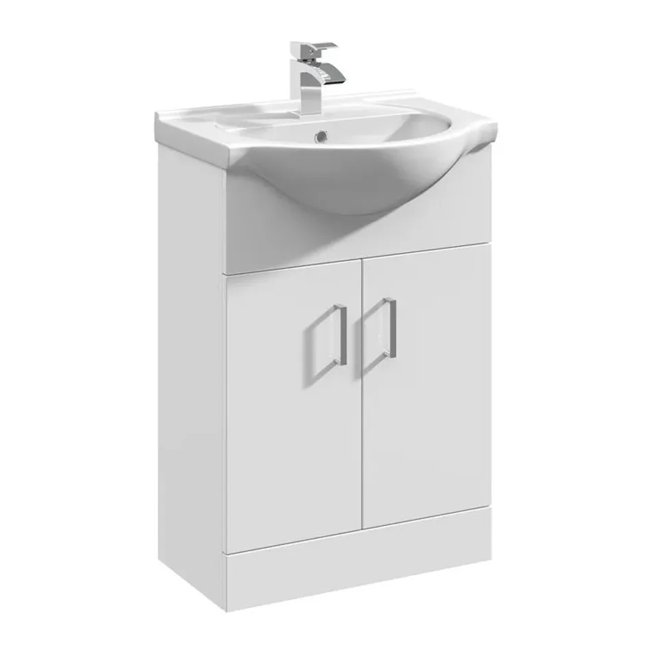 BOXED MALFORD 550mm FREE STANDING SINGLE BATHROOM VANITY WHITE (2 BOXES)