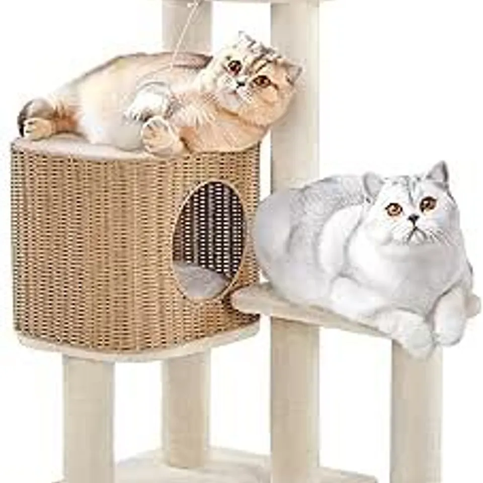 BOXED YAHEETECH RATTAN CLIMBING CAT TREE - BEIGE (1 BOX)