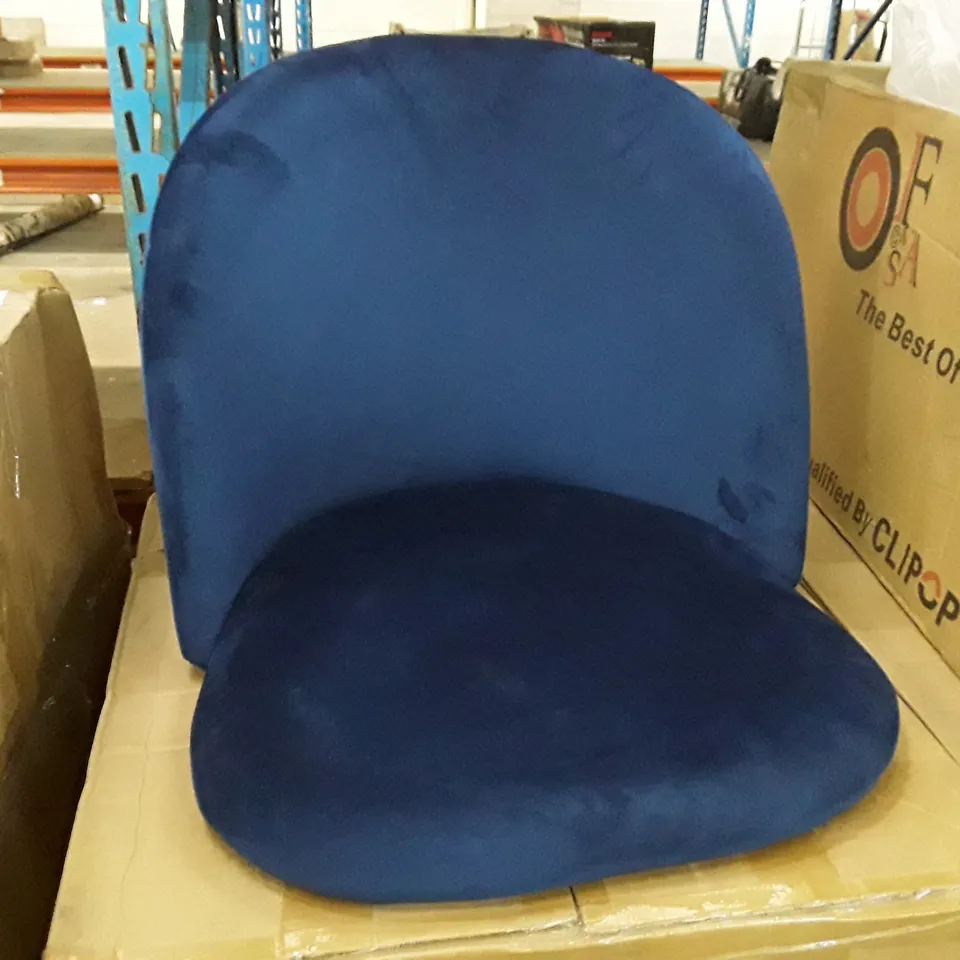 BOXED SET OF 2 BLUE VELVET DINING CHAIRS