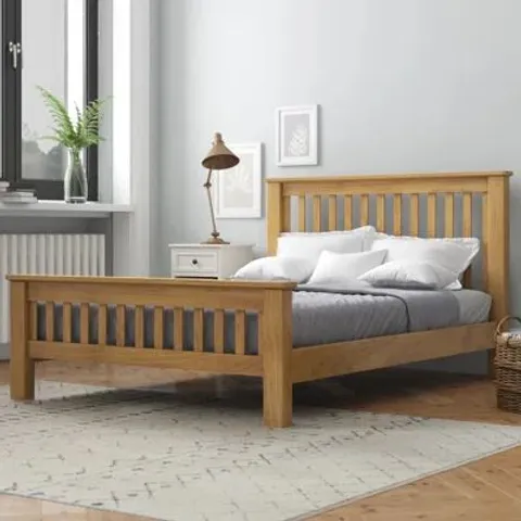 BOXED MARABLE BED FRAME WAXED OAK (3 BOXES)