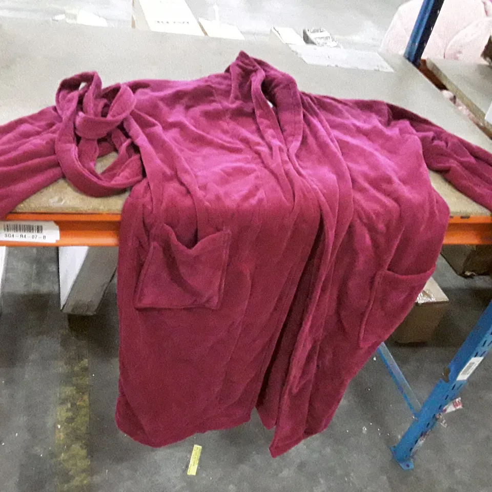 BAGGED SUPREME 100% COTTON VELOUR ANKLE BATHROBE - BURGUNDY