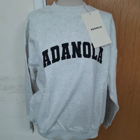 ADANOLA VARSITY OVERSIZED SWEATSHIRT IN LIGHT GREY SIZE XS