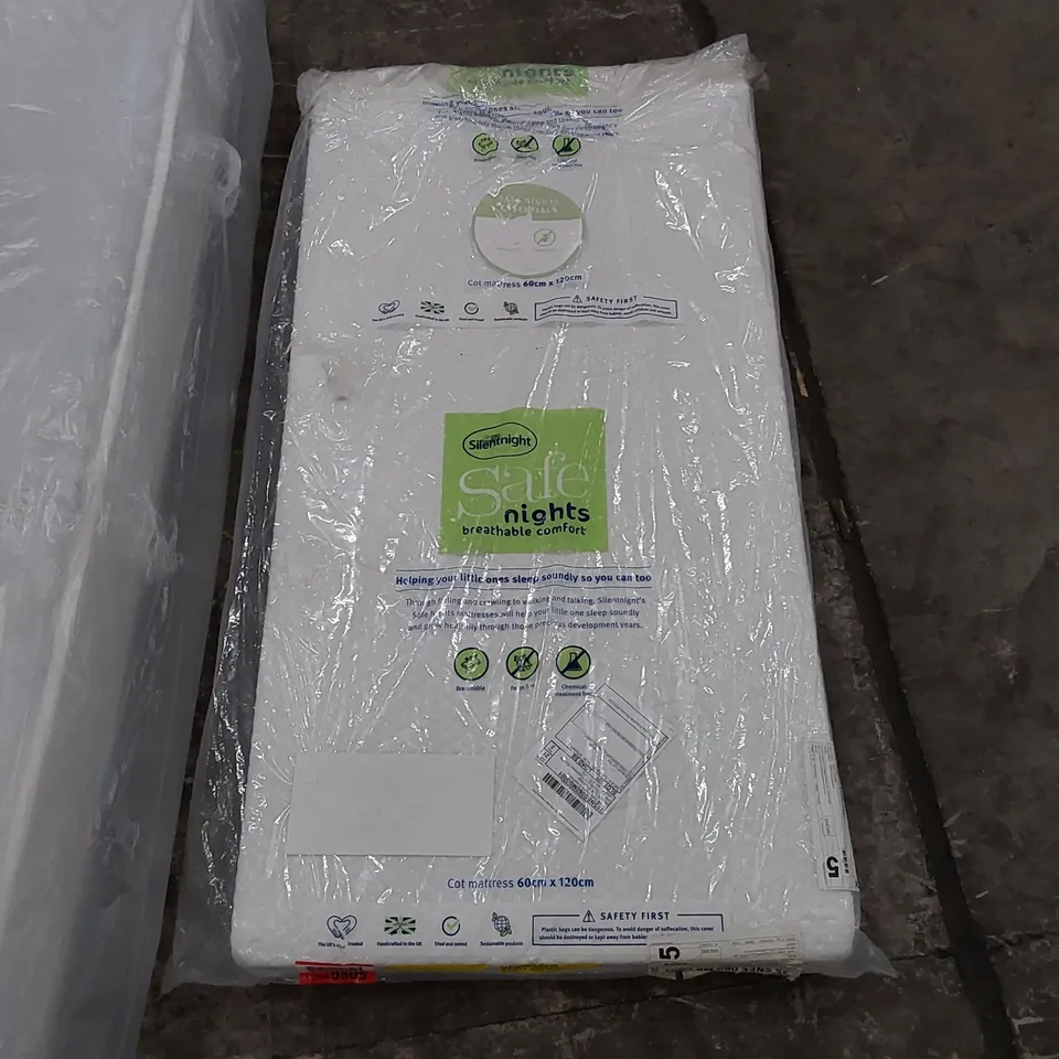 QUALITY BAGGED SILENTNIGHT SAFE NIGHTS ESSENTIALS COT BED MATTRESS 70 X 140CM