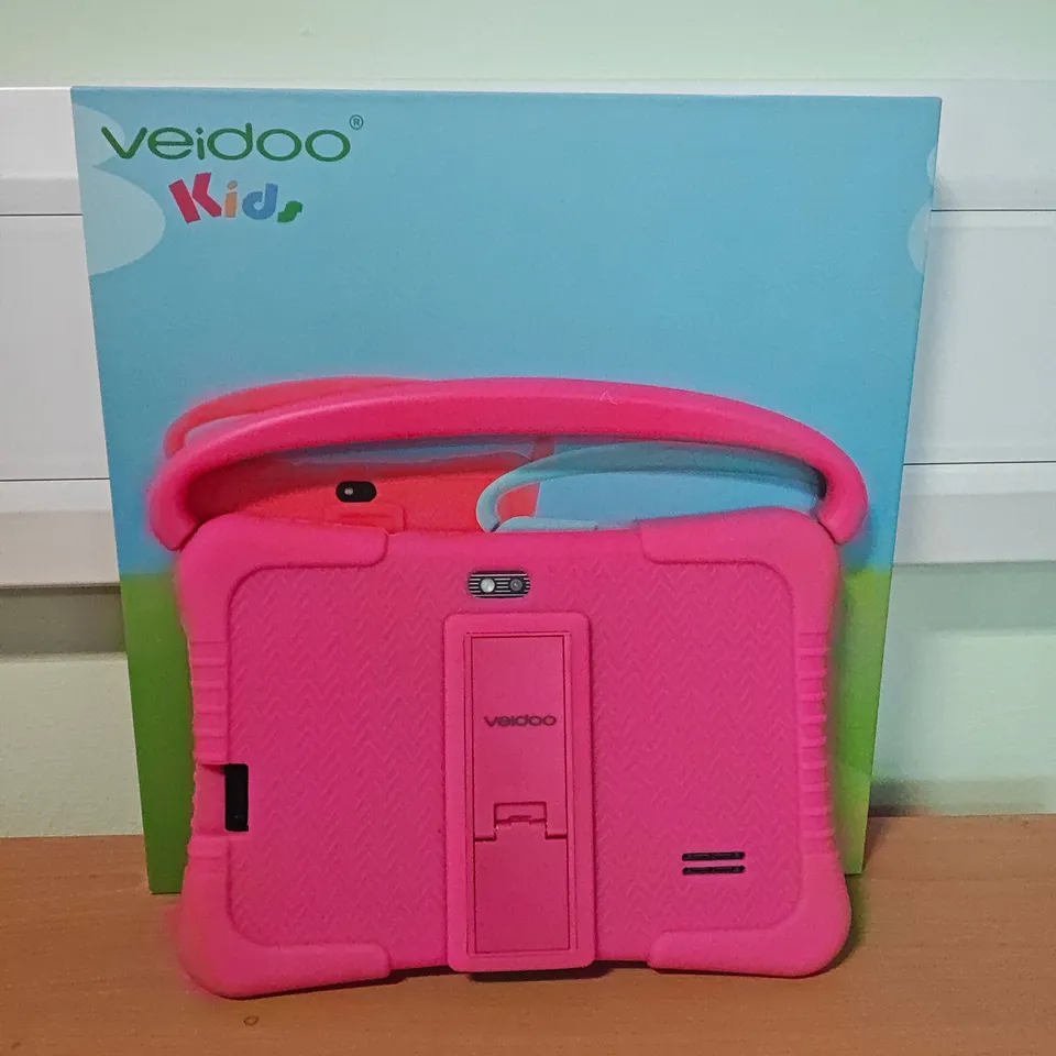 BOXED VEIDOO 7" ANDROID KIDS TABLET WITH PROTECTIVE PINK CASE