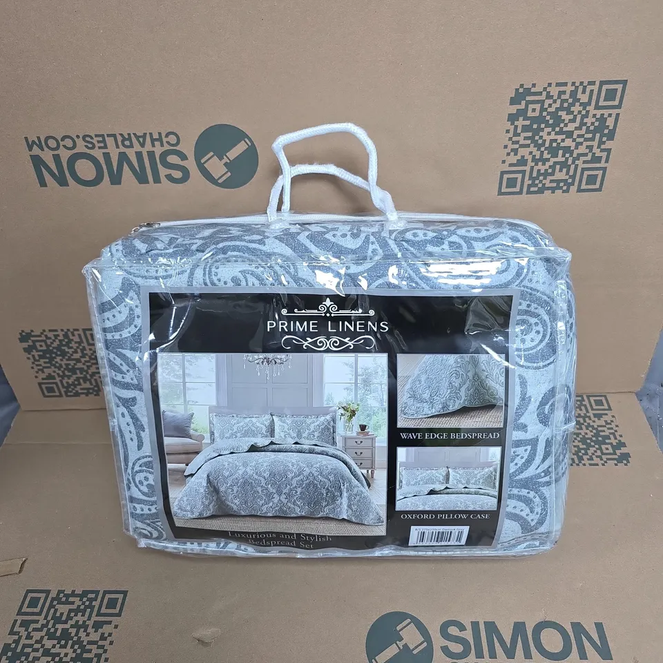 PRIME LINENS WAVE EDGE BEDSPREAD SET – SUPER KING SIZE WITH OXFORD PILLOW CASE