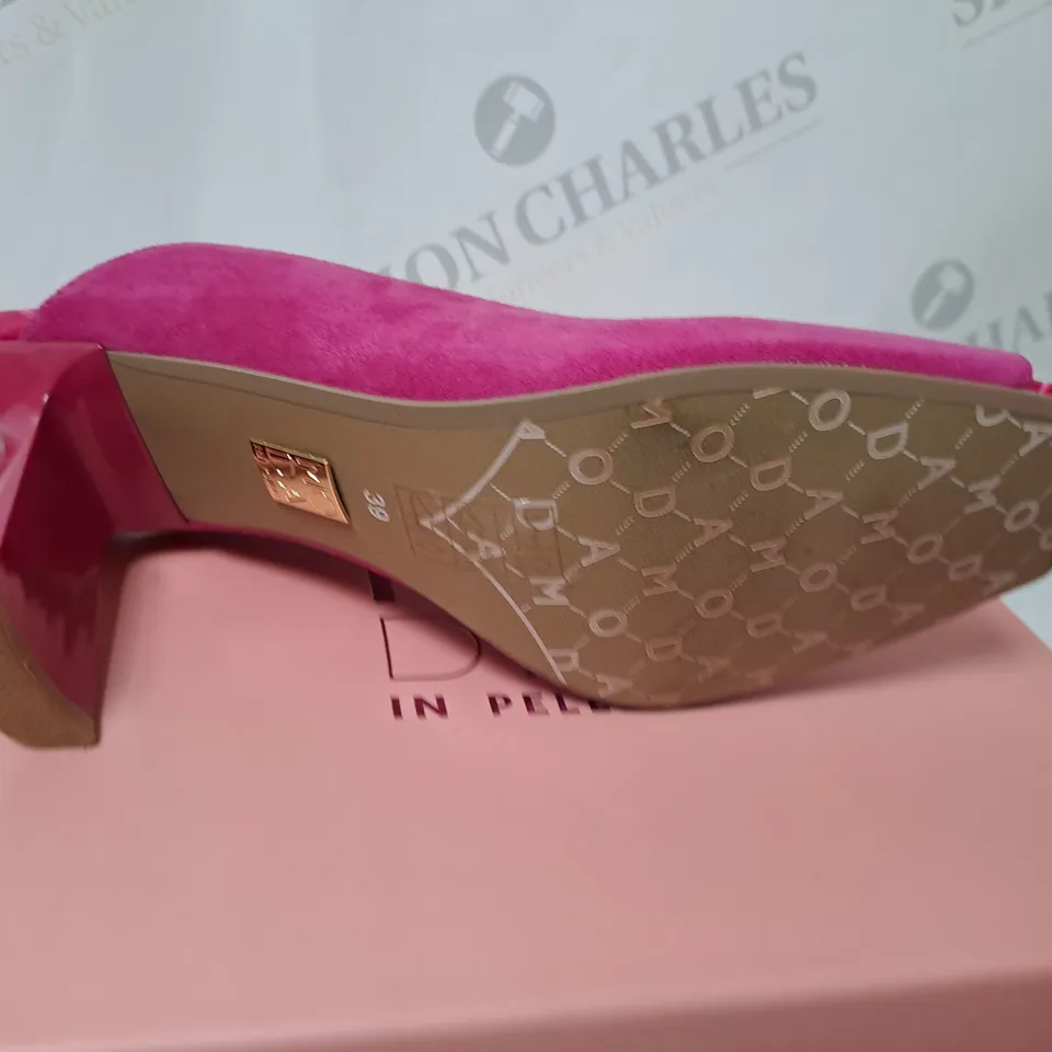 MODA IN PELLE LARYSSA SLIP ON PEEP TOE HEELED SANDAL SIZE 6 IN PINK 