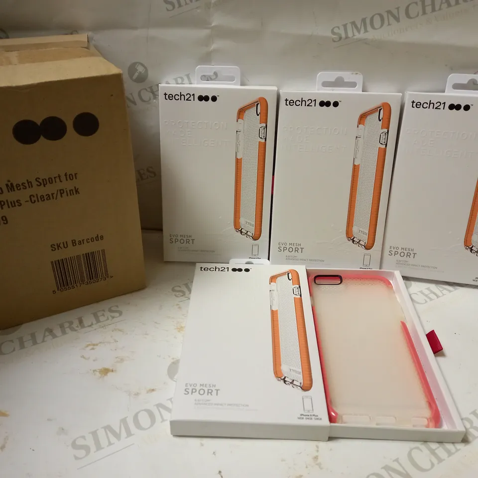 BOX OF APPROX 80 TECH21 PROTECTIVE PHONE CASES IPHONE 6 PLUS - CLEAR/PINK