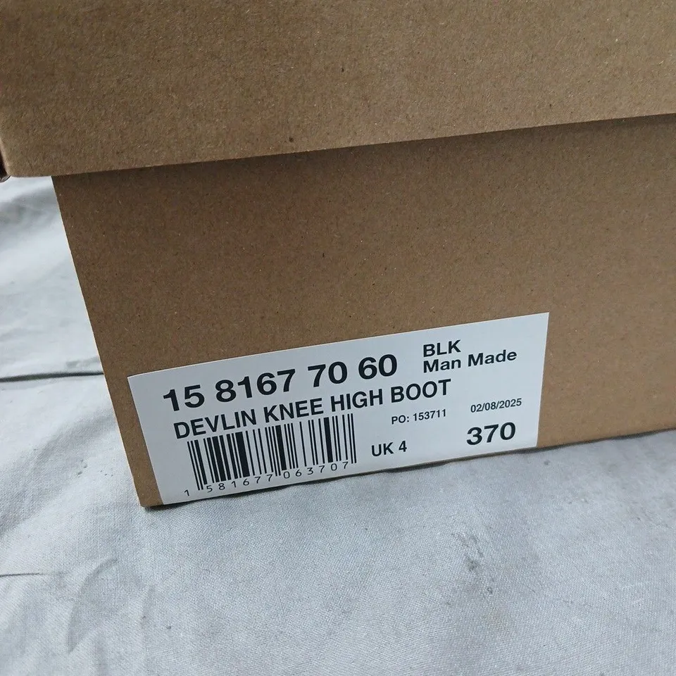 SCHUH DEVLIN KNEE HIGH BOOTS – BLACK, UK 4 (BOXED)