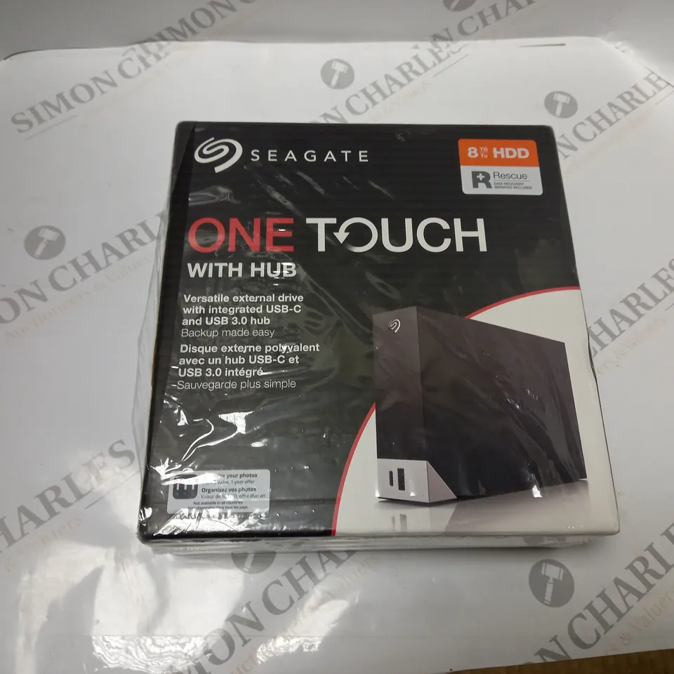 BOXED SEAGATE ONETOUCH 8TB EXTERNAL DRIVE WITH INTEGRATED USB-C AND USB 3.0 HUB 