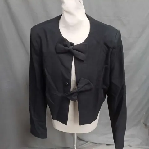 4TH+RECKLESS BOW DETAIL BOXY JACKET IN BLACK SIZE 10