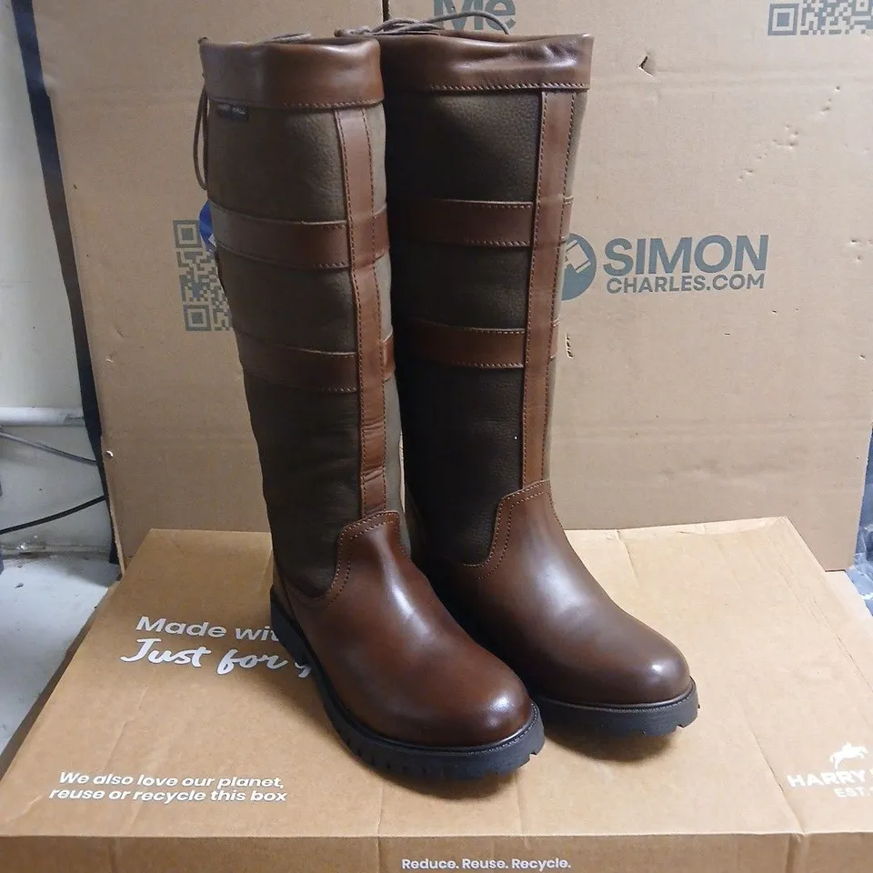 HARRY HALL DENTON LONG COUNTRY BOOT DARK BROWN BOXED UK 6