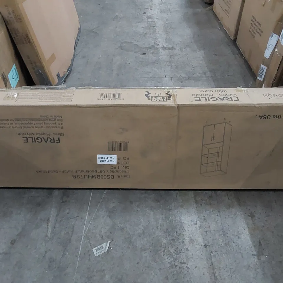 BOXED WALKER EDISON 68" BOOKMATCH HUTCH - SOLID BLACK (1 BOX)