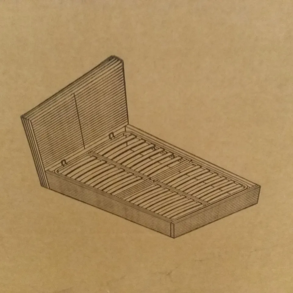 BOXED OTTOMAN BED FRAME, 4'6" - BEIGE (2 BOXES)