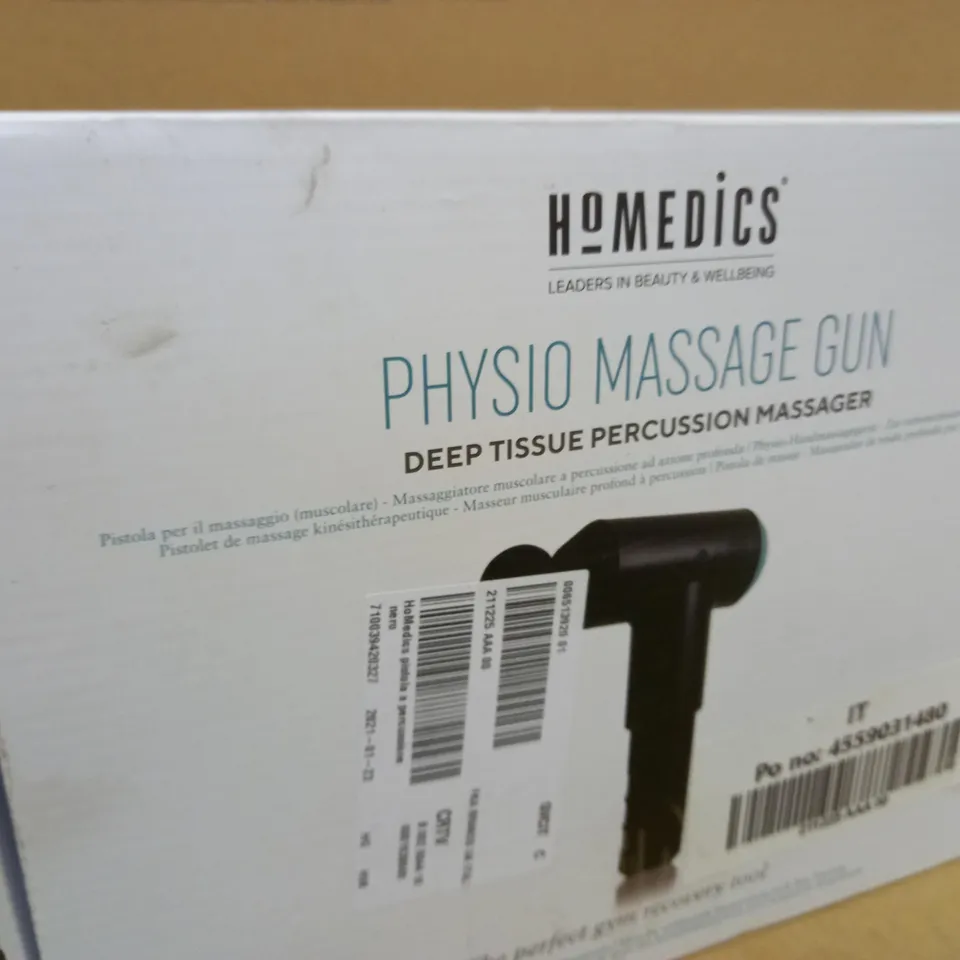 BOXED HOMEDICS PHYSIO MASSAGE GUN DEEP TISSUE MASSAGER