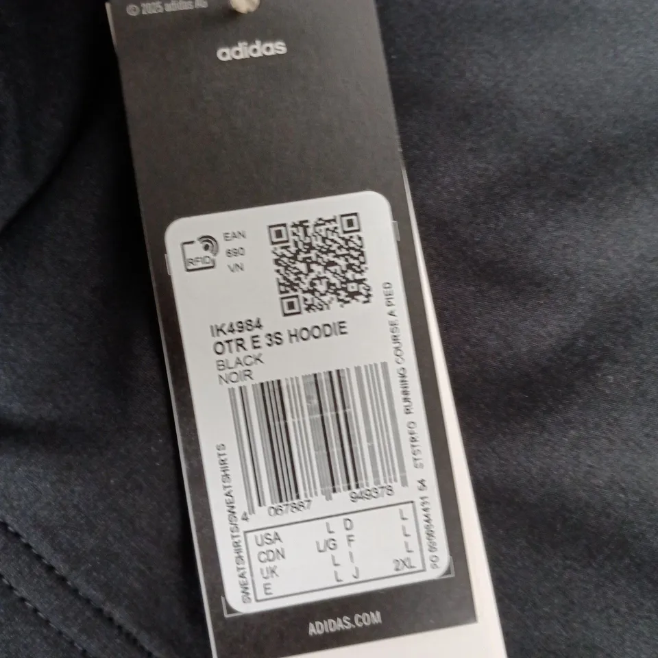 ADIDAS RUNNING HOODIE - BLACK, SIZE L (UK)