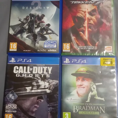 LOT OF 4 ASSORTED GAMES TO INCLUDE PS4 DESTINY, COD GHOSTS AND TEKKEN 7 FOR XBOX ONE 