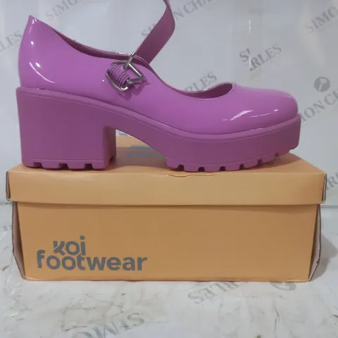BRAND NEW BOXED PAIR OF KOI VEGAN LEATHER TIRA MARY JANES WILE PURPLE EDITION SHOES IN PURPLE UK SIZE 11