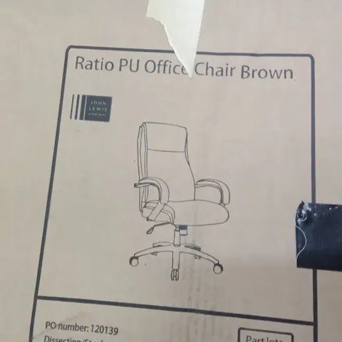 BOXED JOHN LEWIS RATIO PU OFFICE CHAIR BROWN