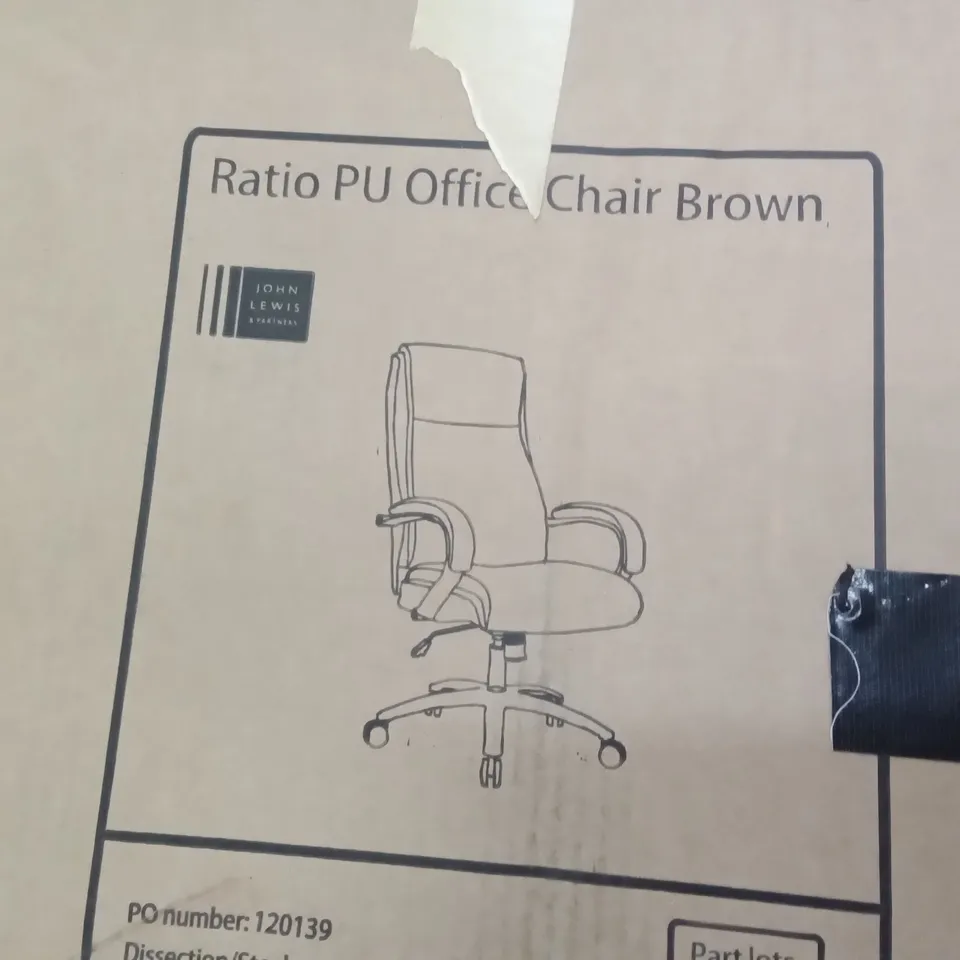 BOXED JOHN LEWIS RATIO PU OFFICE CHAIR BROWN