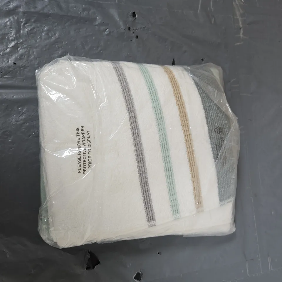 PORTLAND HAND TOWEL – WHITE WITH STRIPED MULTICOLOUR ACCENT