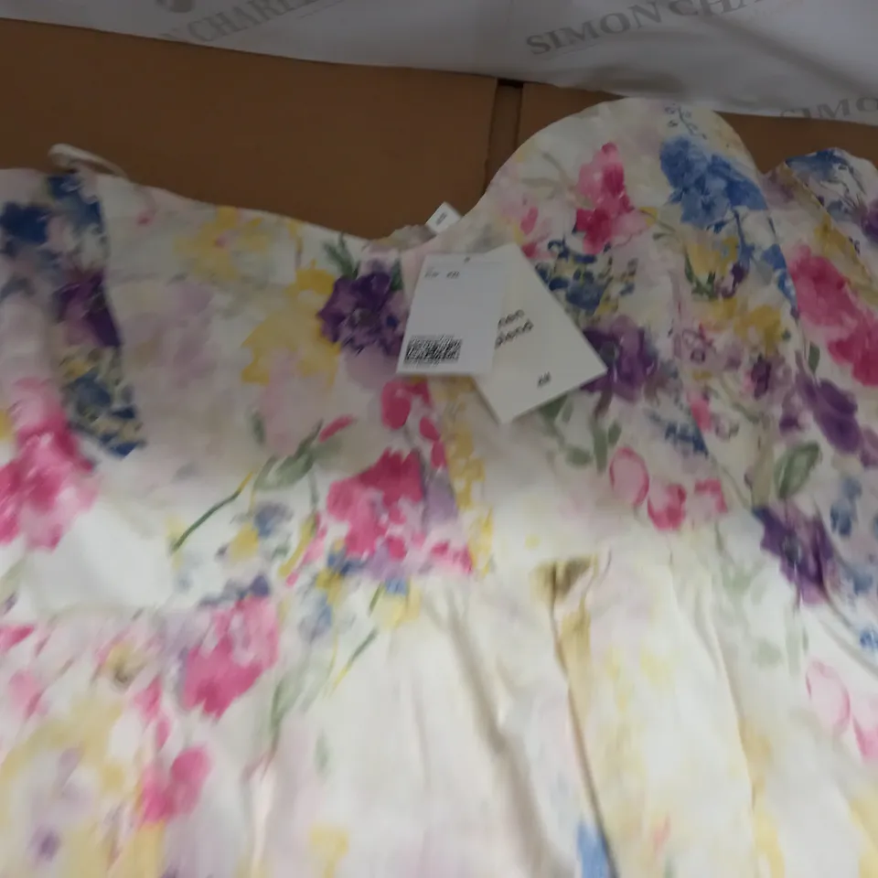 H&M LINEN BLEND FLORAL DRESS - XXL