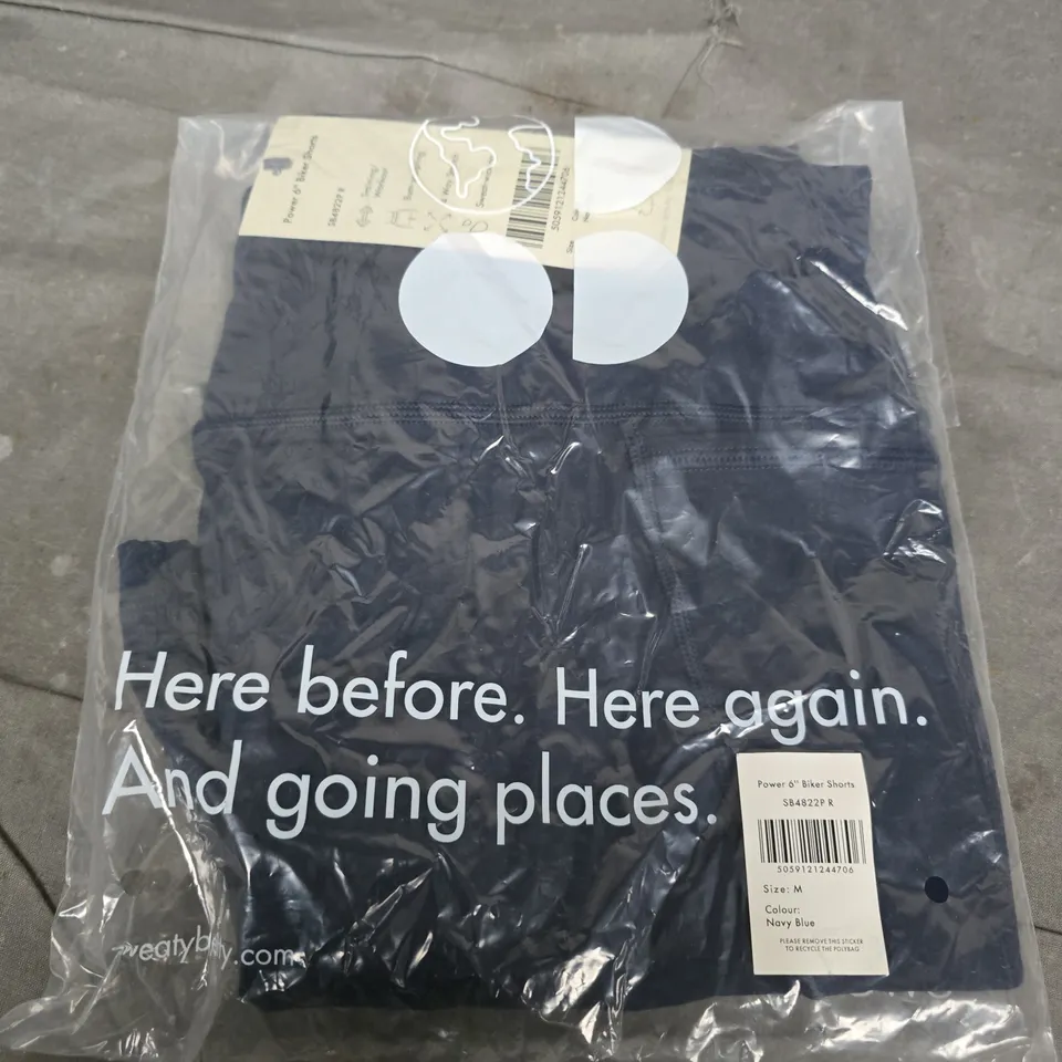 SWEATY BETTY POWER 6IN BIKER SHORTS – NAVY BLUE, UK SIZE M