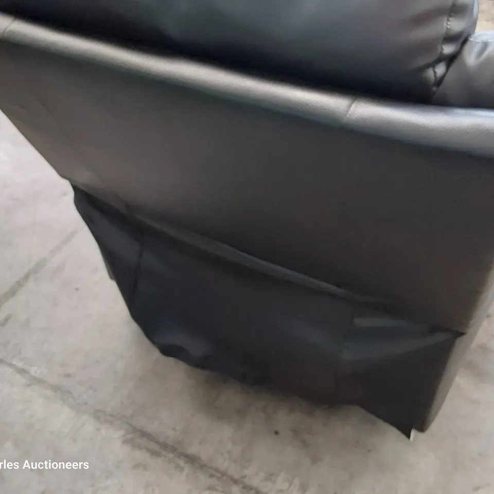 DESIGNER MANUAL RECLINING EASY CHAIR BLACK LEATHER 