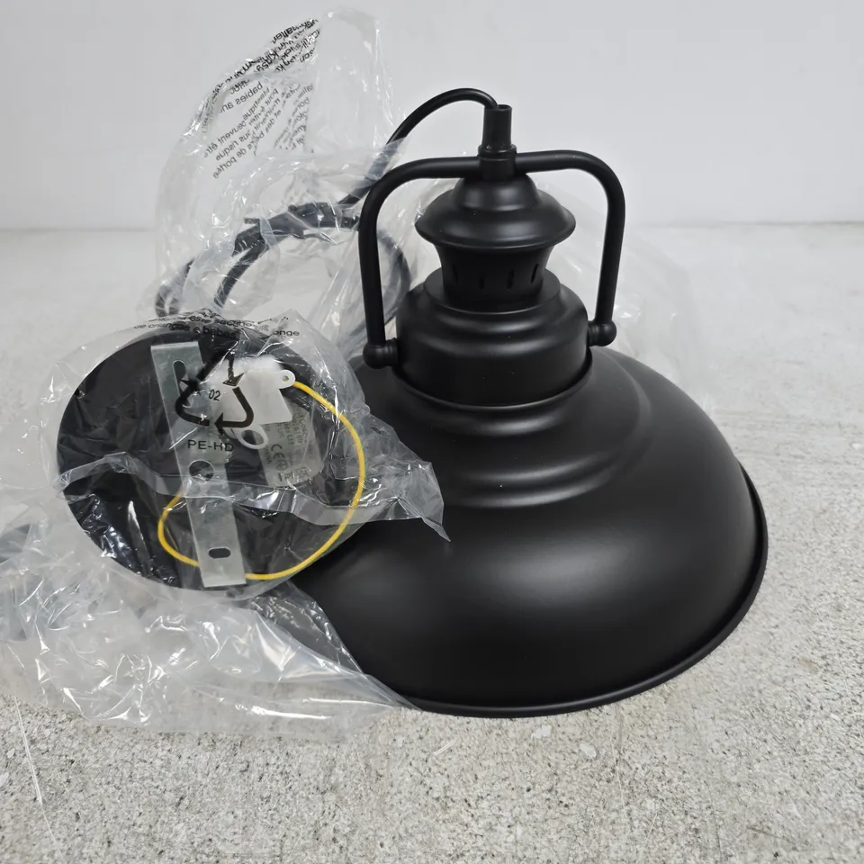 INDUSTRIAL-STYLE MATTE BLACK METAL DOME CEILING PENDANT LIGHT
