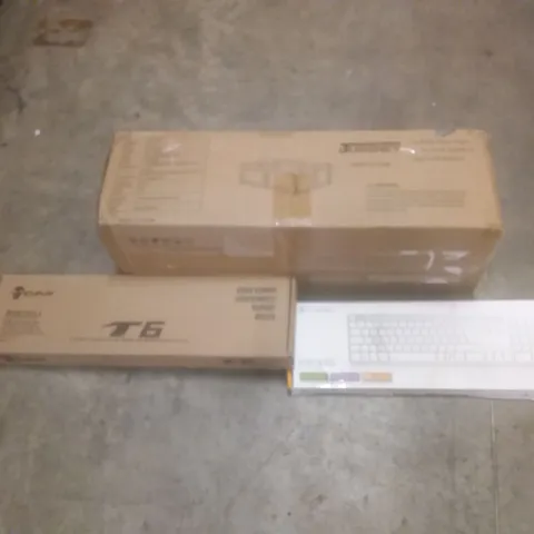 PALLET OF ASSORTED HOUSEHOLD PRODUCTS AND ITEMS, INCLUDING; BABY PLAYPEN, COMPUTER KEYBOARDS, BOXED FURNITURE ETC