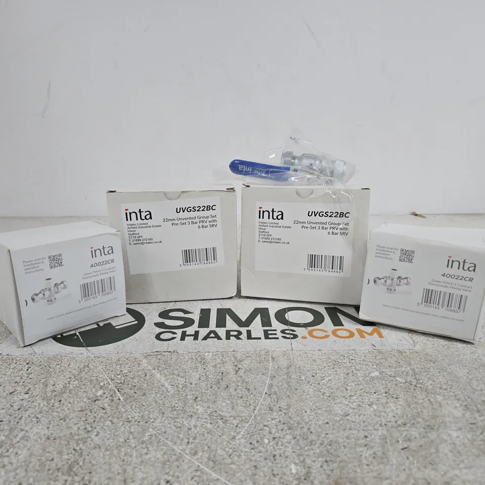 SET OF 4 INTA ITEMS TO INCLUDE THERMOSTATIC MIXING VALVE