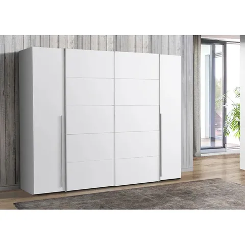 BOXED DEBARR  4 DOOR MANUFACTURED WOOD WARDROBE (4 BOXES)