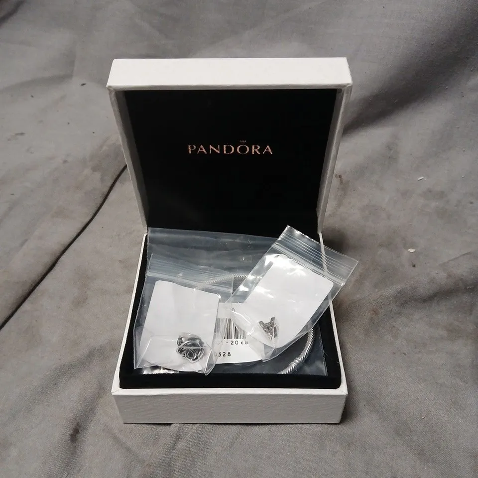 BOXED PANDORA BRACELET TO INCLUDE 2 CHARMS