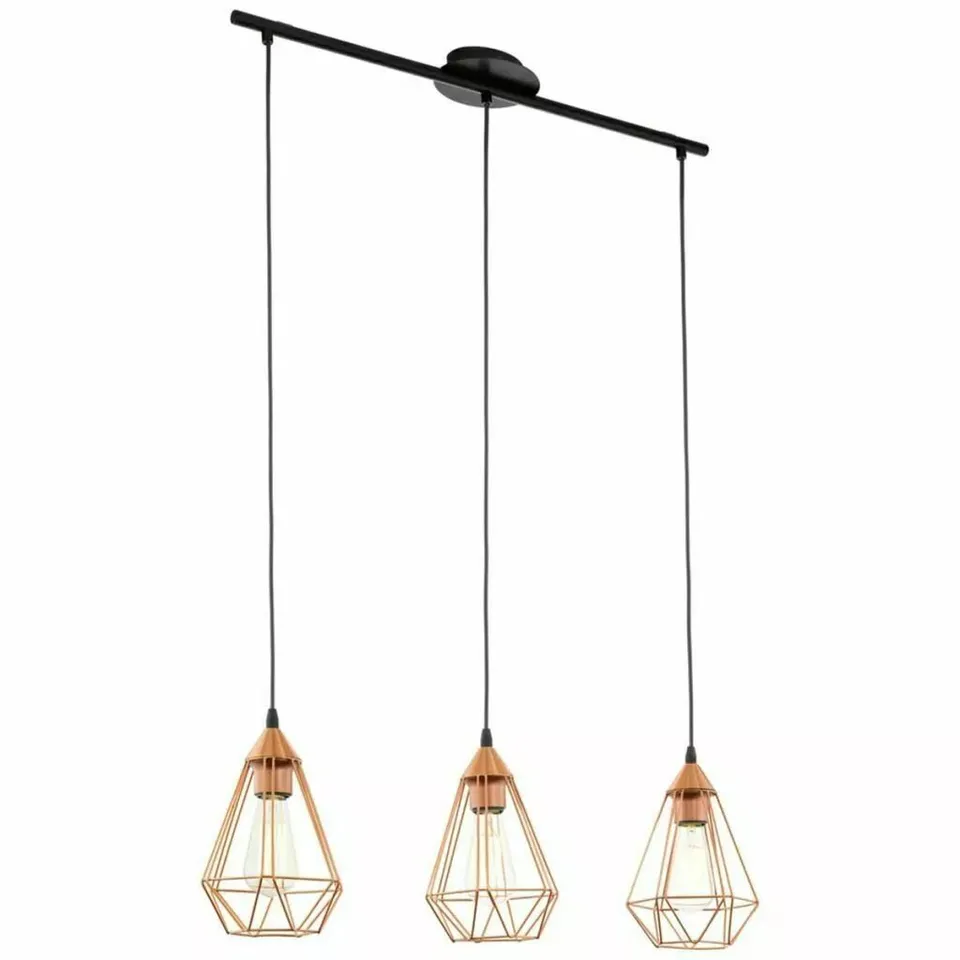 BOXED EGLO TARBES 3 LIGHTS VINTAGE CEILING PENDANT LAMP, COPPER SHADE