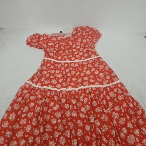 NOBODY'S CHILD DARA MIDI DRESS - RED DITSY FLORAL - 8