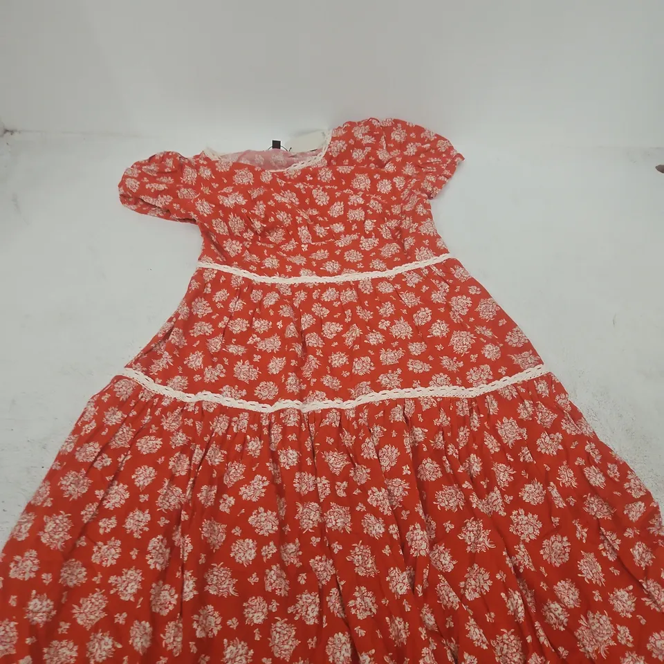 NOBODY'S CHILD DARA MIDI DRESS - RED DITSY FLORAL - 8
