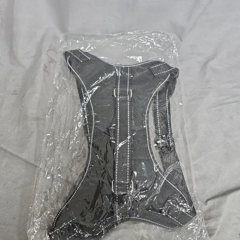 BLACK ADJUSTABLE DOG HARNESS WITH WHITE STITCHING