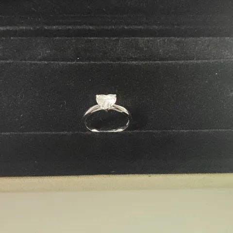 9CT WHITE GOLD SOLITAIRE RING SET WITH A LAB GROWN HEART SHAPE DIAMOND WEIGHING +-1.02CT