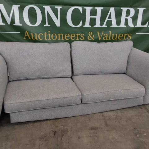 DESIGNER FOUR SEATER SOFA GREY FABRIC WITH STUDDED DETAIL