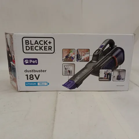 BLACK+DECKER DUSTBUSTER 18V LITHIUM HANDHELD VACUUM (BHHV520BFP) – BOXED