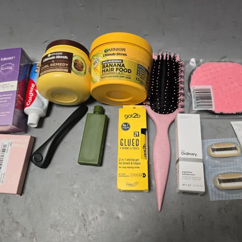 APPROXIMATEY 15 HEALTH AND BEAUTY PRODUCTS TO INCLUDE THE ORDINARY PEPTIDES, HAIR BRUSH, AND GOT2B GLUED ETC. - COLLECTION ONLY