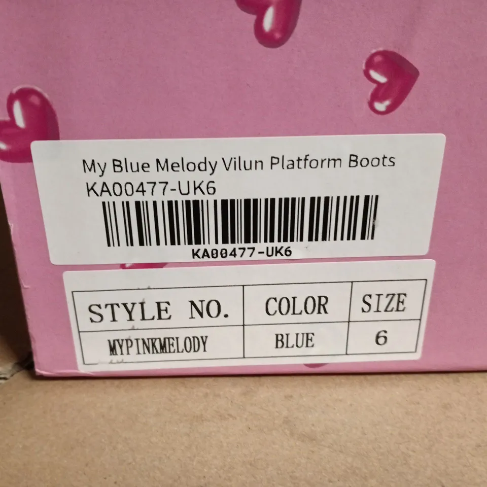 BOXED KOI MY BLUE MELODY VILUN PLATFORM BOOTS – UK SIZE 6