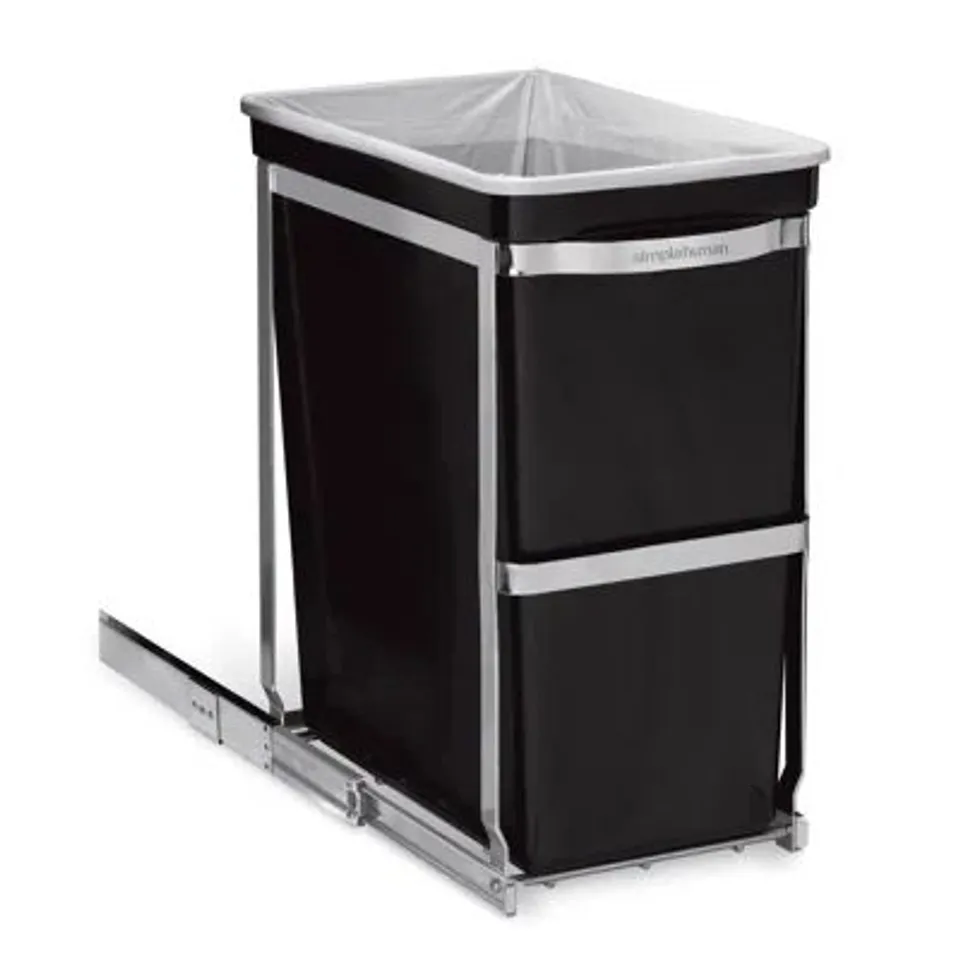 BOXED SIMPLEHUMAN 30L PULL-OUT KITCHEN BIN, HEAVY DUTY, STEEL FRAME